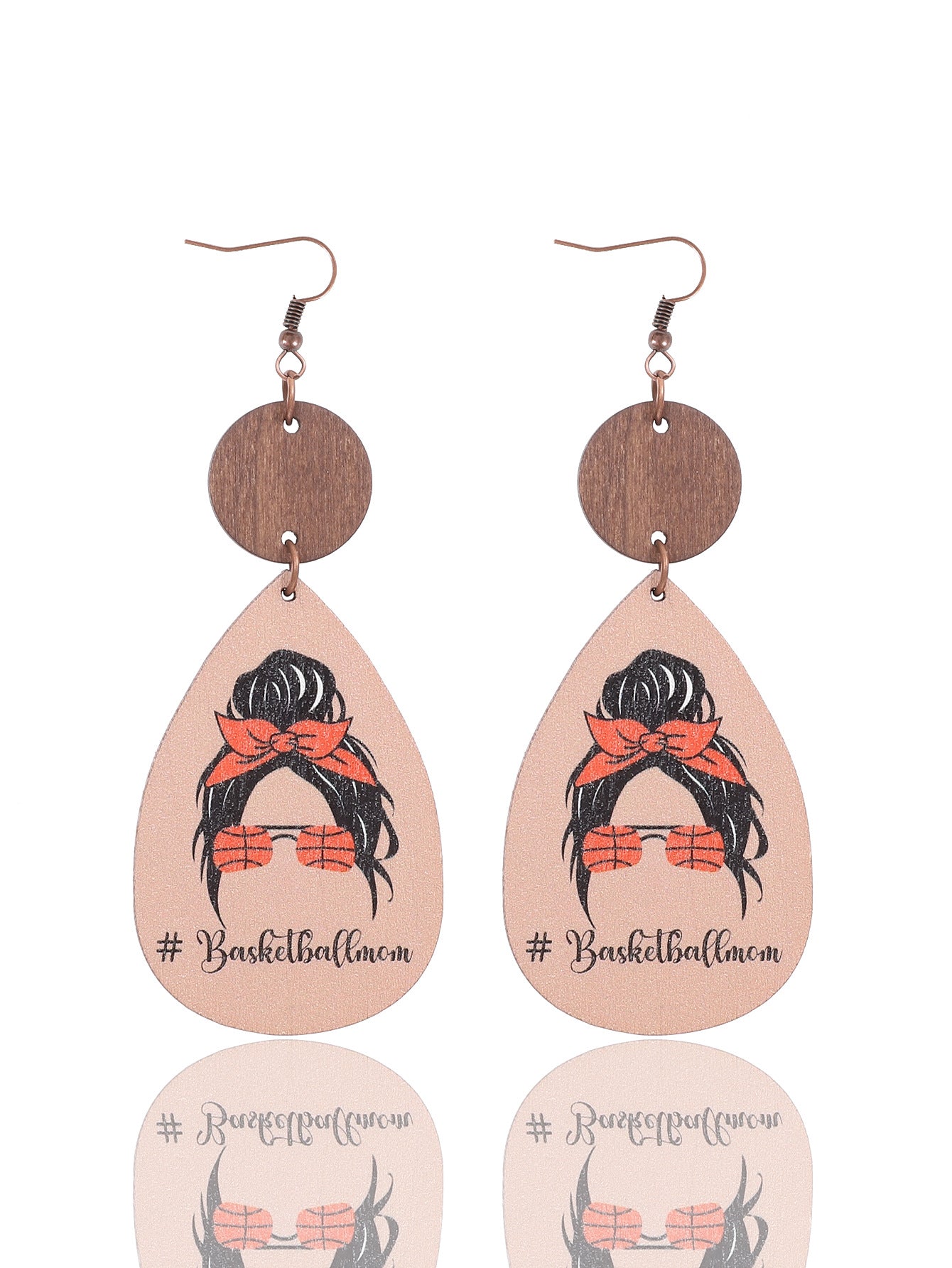 Wholesale Teardrop-shaped sporty wood stud earrings